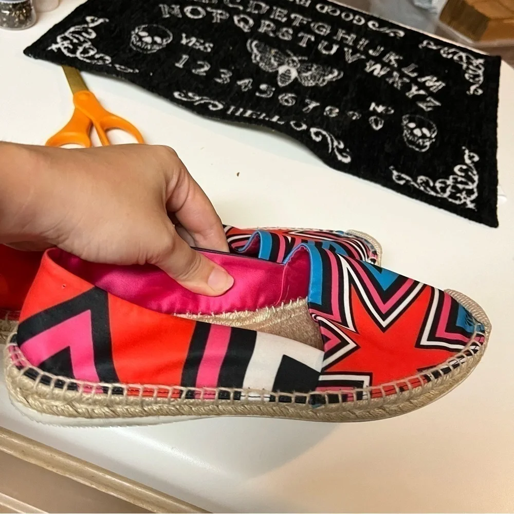 Nicholas Kirkwood Bright Satin Espadrilles Slip Ons Flats Size 38 US 7.5